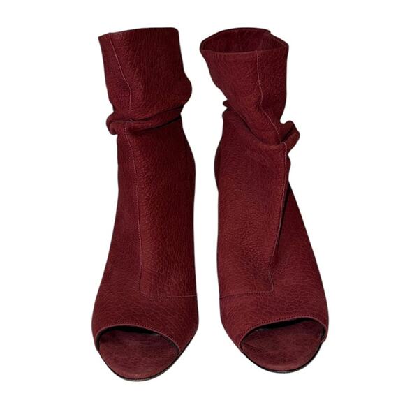 Burberry Burlison Burgundy Suede Leather Slouchy Ankle Boots Size 39 - Picture 3 of 13